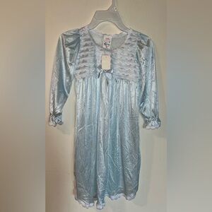 Vintage 1970/80s Girls Cassie Nightgown Blue Sxallop Trim Made in USA Size 8